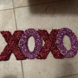 Festive XOXO Tinsel Decoration - Red and Purple